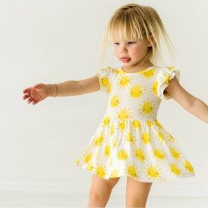 NWT Little Sleepies sunshine short flutter bodysuit dress